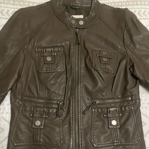 New York & Company Brown Medium Vegan Leather Jacket